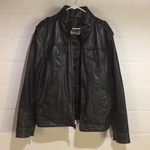 Levi Faux-Leather Trucker Bomber Jacket